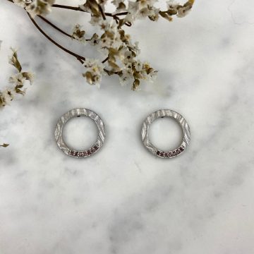 Pendientes de plata círculo arena marrón