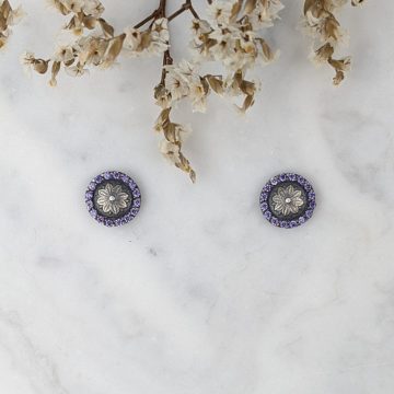 Pendientes motivo floral amatista