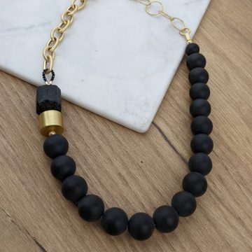 Collar ónix y plata chpada